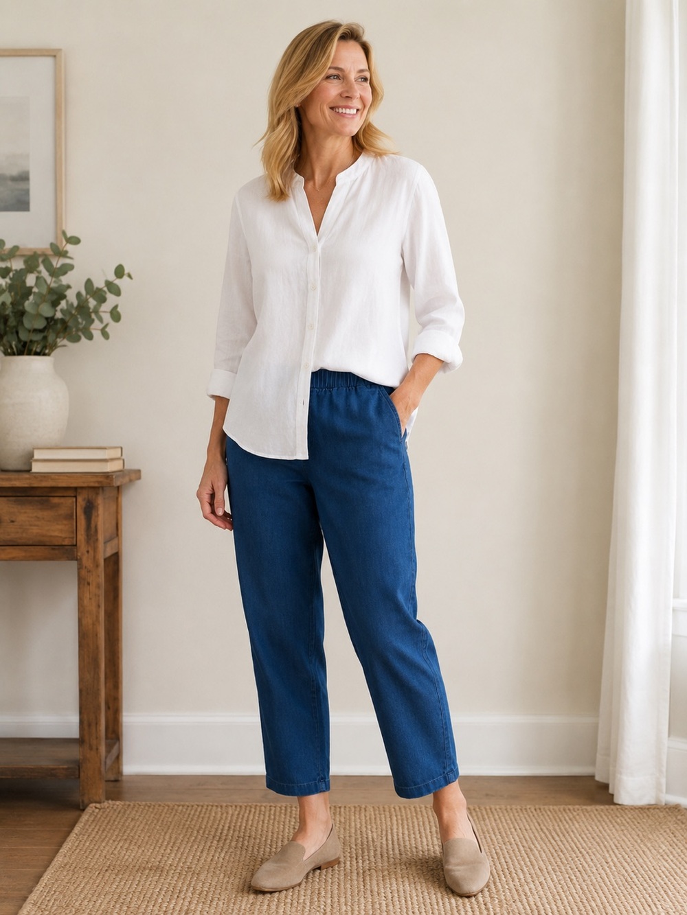 J Jill Purejill pants denim look size large tapered leg